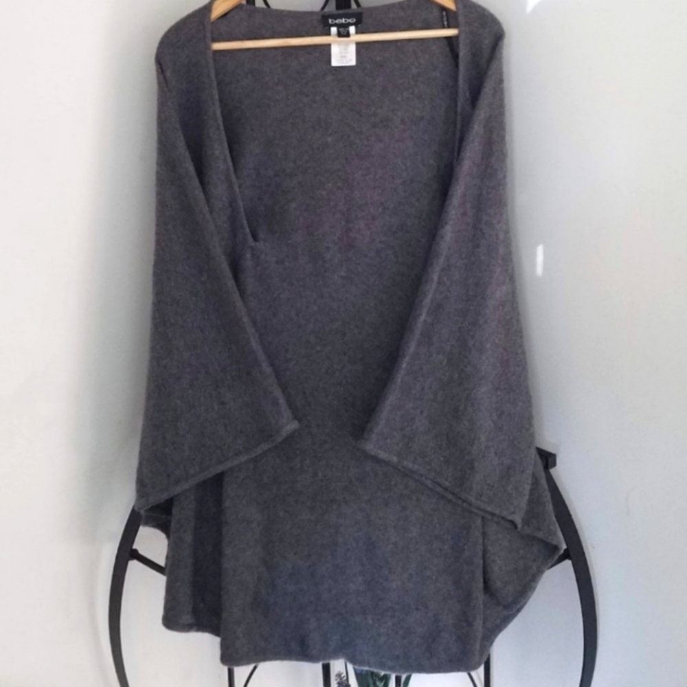 Bebe Cozy 100% Cashmere Cardigan Cape Oversized Shawl Wrap
